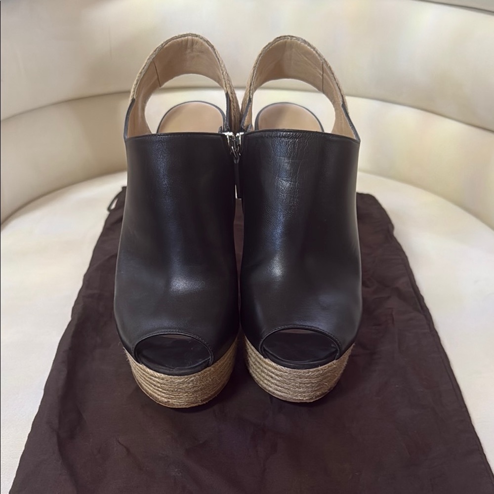 Gucci Espadrille Peep-Toe Wedge Sandals